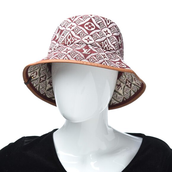 New Authentic LOUIS VUITTON Monogram Since 1854 Jacquard Bucket Hat Burgundy S - Picture 1 of 14